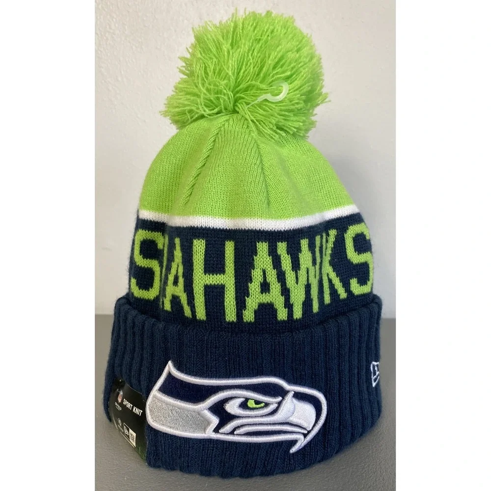 Seattle Seahawks Beanie Hat New Era NFL On Field Sport Knit Pom One Size